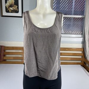Benjamin Jay Boutique Sleeveless Silky Tank Top Women’s 12 Green/Brown Vintage